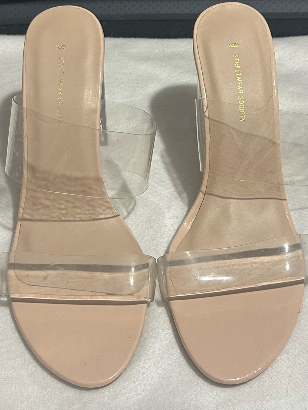 Streetwear Society Clear Block Heel Sandals – Women’s Size 9